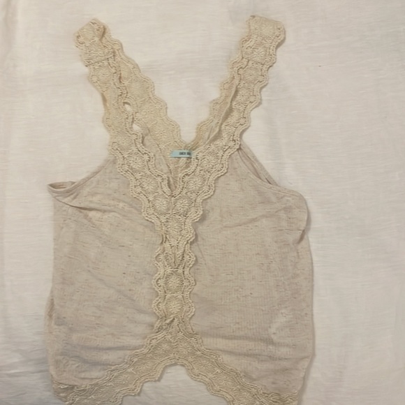 Cream urban outfitters lace trimmed top - Picture 2 of 3